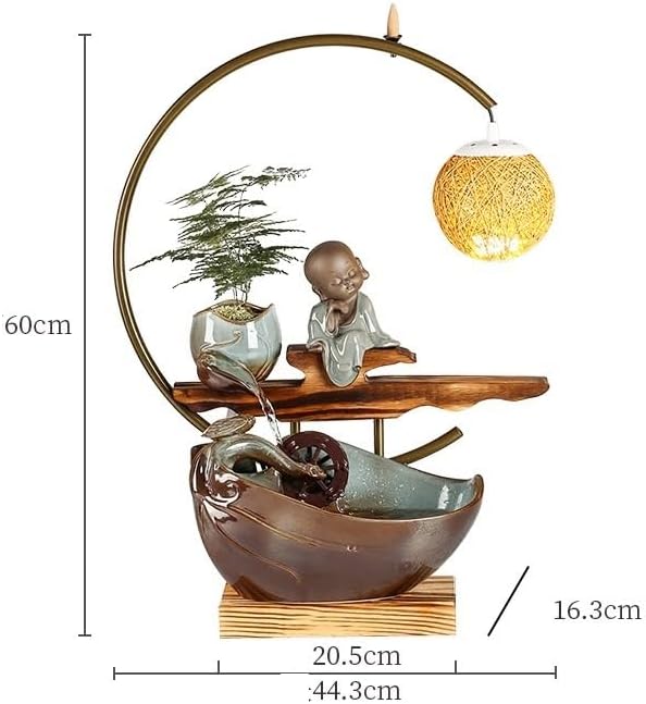 Ceramic Water Fountain Indoor Tabletop Zen Decor