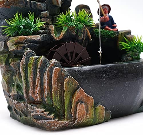 Modern Tabletop Water Fountain with LED Lights for Home Office Decor