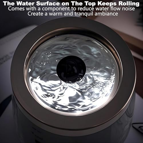 VOREEN Art Glass Tabletop Fountain with White Ambient Light and Aromatherapy