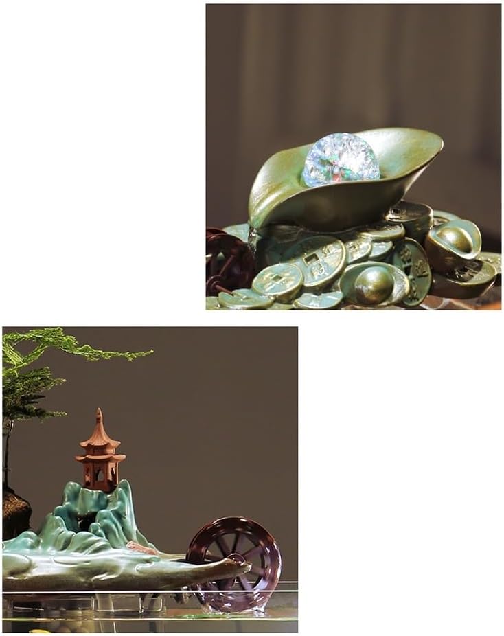 Indoor Water Fountain with Fish Tank Tabletop Decor Zen Waterfall Living Room Fountain Creative Desk Ornament