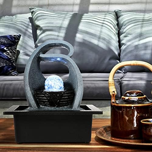 WICHEMI Water Fountain with LED Rolling Ball Indoor Fountain for Home and Office Decor