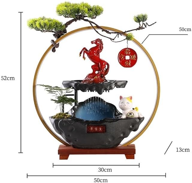 Ceramic Water Fountain Indoor Zen Decor with Wealth Symbol