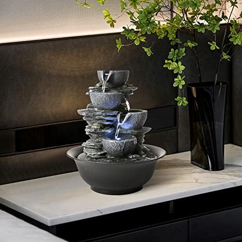 WICHEMI Indoor Waterfall Fountain with LED Light