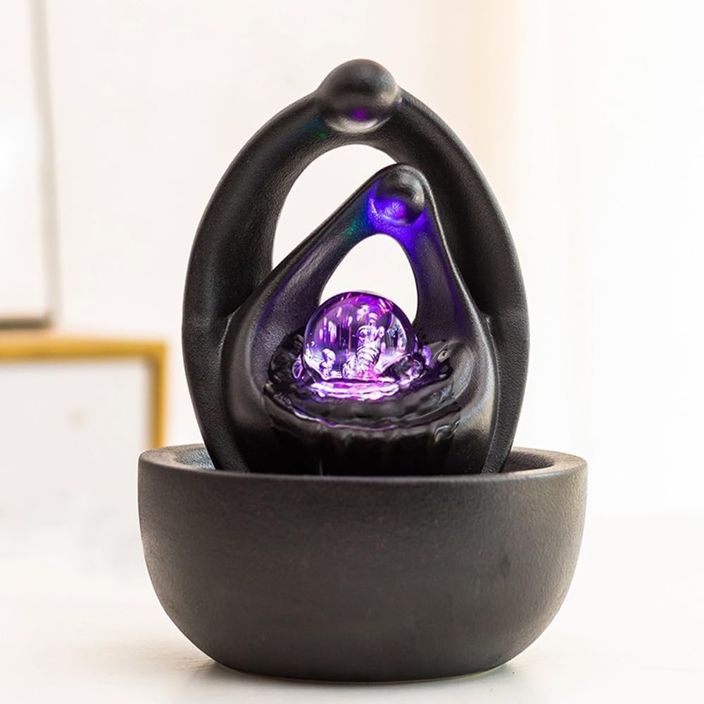 Modern Minimalist Ceramic Tabletop Fountain Black