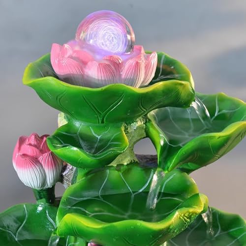 Elegant Desktop Water Fountain with Lotus and Flowing Water