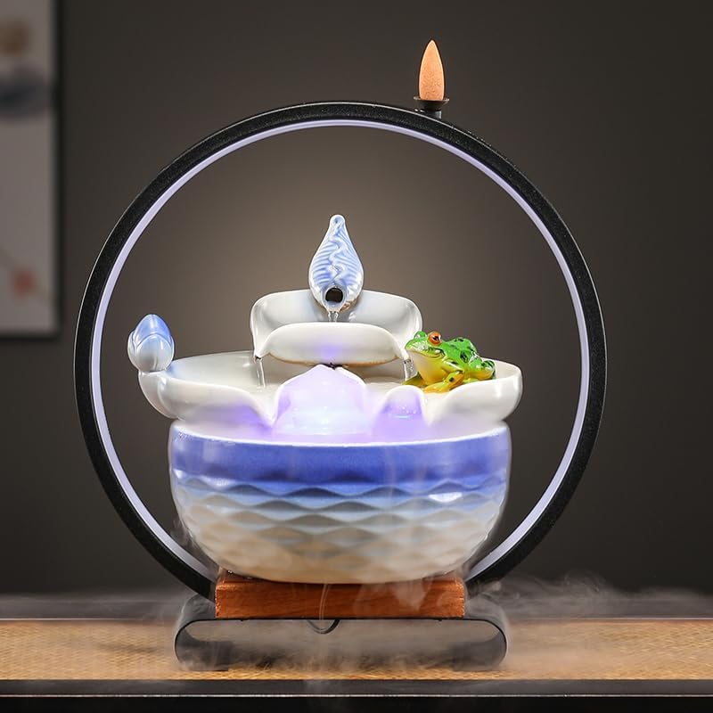 Indoor Ceramic Water Fountain with Zen Waterfall Design