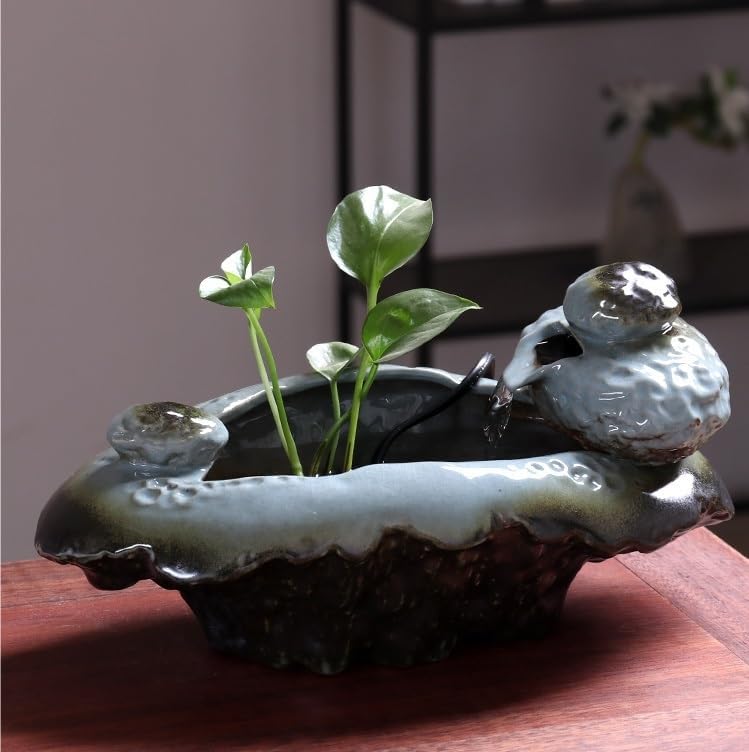 Zen Ceramic Water Fountain for Home Office and Living Room