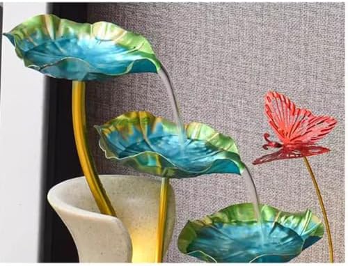 Elegant Desktop Water Fountain with Iron Lotus Design