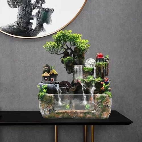 Tabletop Water Fountain with LED Light and Mist