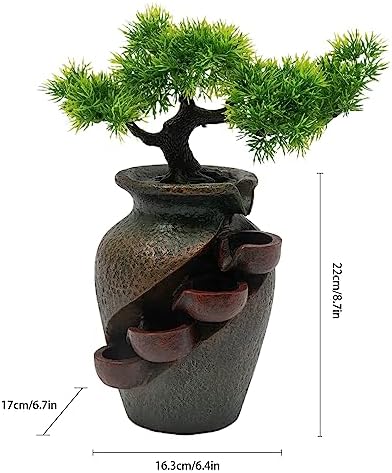 Tabletop Fountain 25W Mini Waterfall Indoor Decor 87 Inch Brown