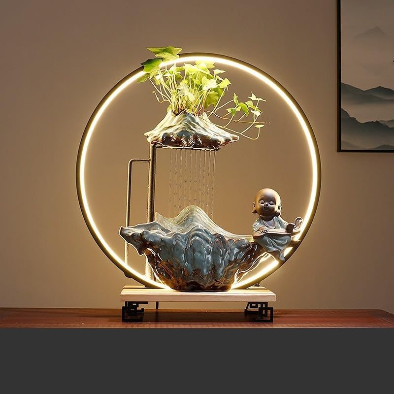 Indoor Water Fountain with Circulating Flow and Humidification