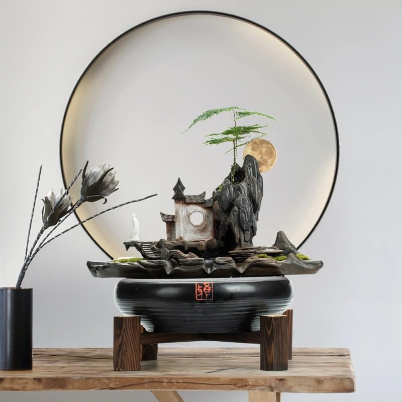 Ceramic Rockery Fountain Humidifier Tabletop Decor