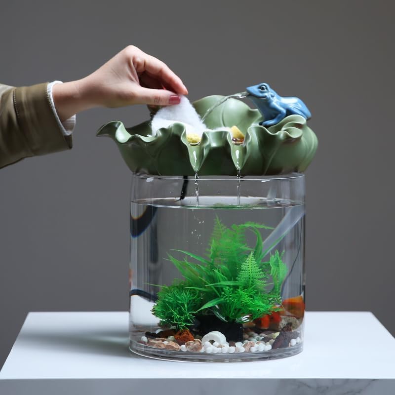 Chinese Style Tabletop Fountain with Flowing Water and Goldfish