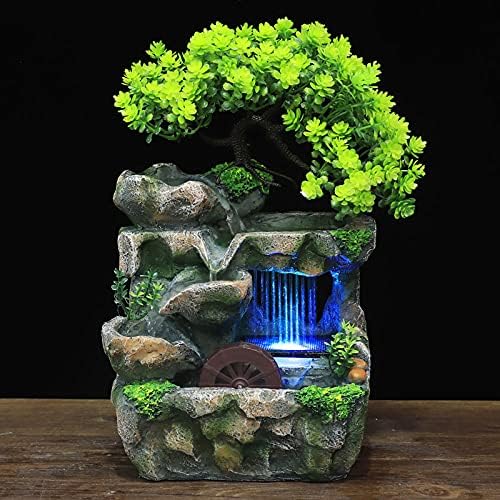 Xuthusman Indoor Mini Rock Waterfall Fountain with LED Lights