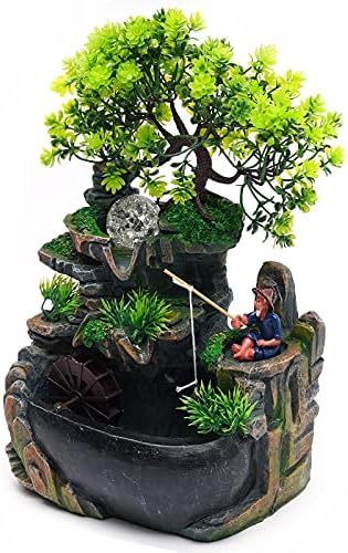 Ageanbri Tabletop Fountain with LED Light and Waterfall