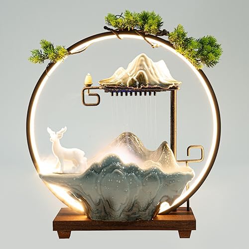 Stunning Tabletop Fountain with LED Light and Mist