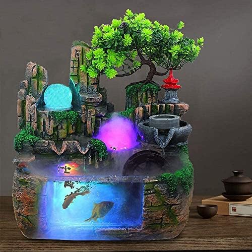 Indoor Relaxation Desktop Fountain with Rockery and Crystal Light