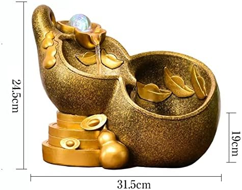 Golden Gourd Tabletop Fountain with Rolling Ball for Home Office Decor