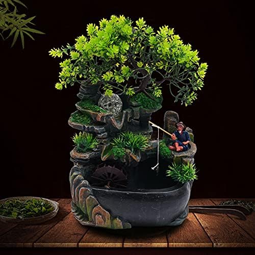 Ageanbri Tabletop Fountain with LED Light and Waterfall