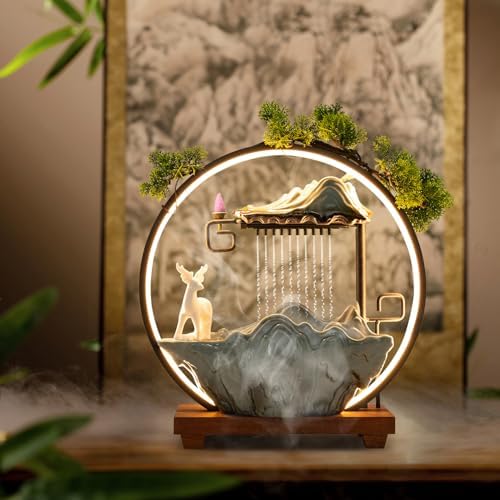 Tabletop Water Fountain with LED Light and Pump