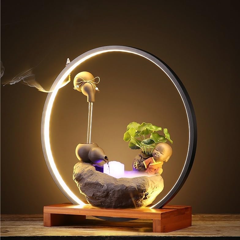 AQWASYUTER Water Fountain Indoor Tabletop Fountain Zen Decor Living Room Office Feng Shui Ornaments