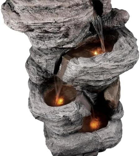 Outdoor Cascading Bowls LED Water Fountain for Garden and Porch