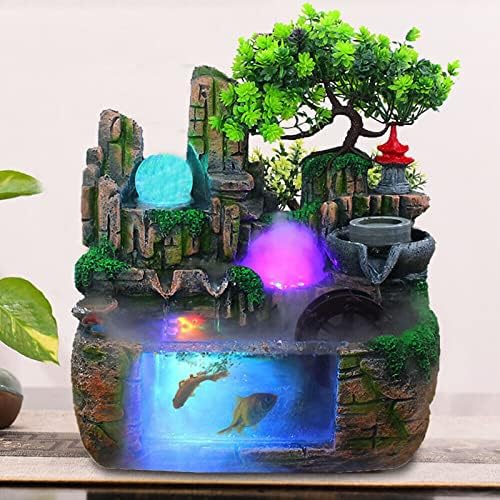 Tabletop Fountain with Rockery Goldfish and Light