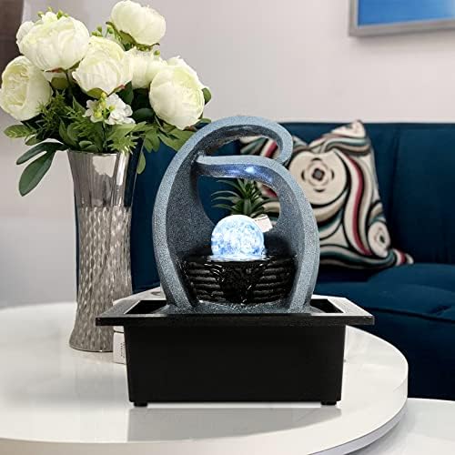 WICHEMI Water Fountain with LED Rolling Ball Indoor Fountain for Home and Office Decor