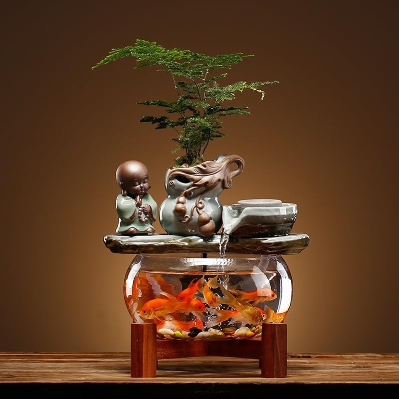 Indoor Fountain Tabletop Water Feature for Home Office and Living Room