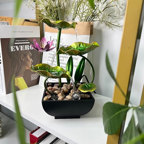 Bocnity Tabletop Waterfall Fountain with Lotus Design