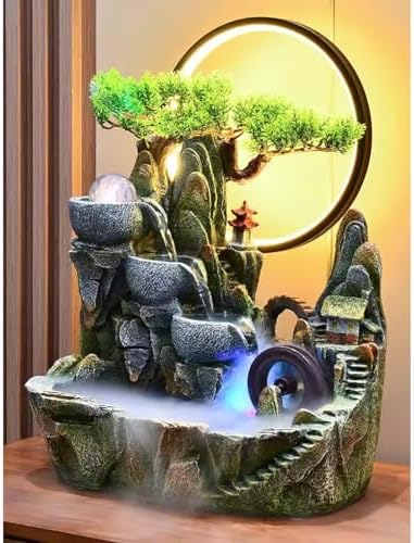 Indoor Fountain with LED Light and Simulated Waterfall