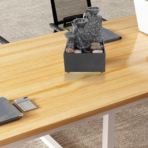 Tabletop Fountain with LED Lights and Stones for Indoor Office Decor