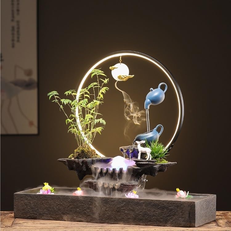 AQWASYUTER Indoor Water Fountain Decor with Circulating Waterfall