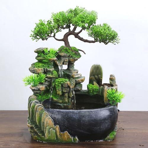 11-Inch Tabletop LED Waterfall Fountain with Atomizer