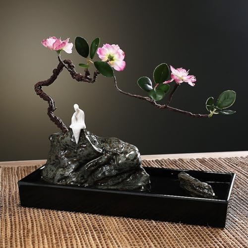 Wooden Water Fountain with Rockery Design for Home Office Desk