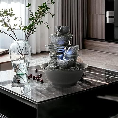 WICHEMI Indoor Waterfall Fountain with LED Light