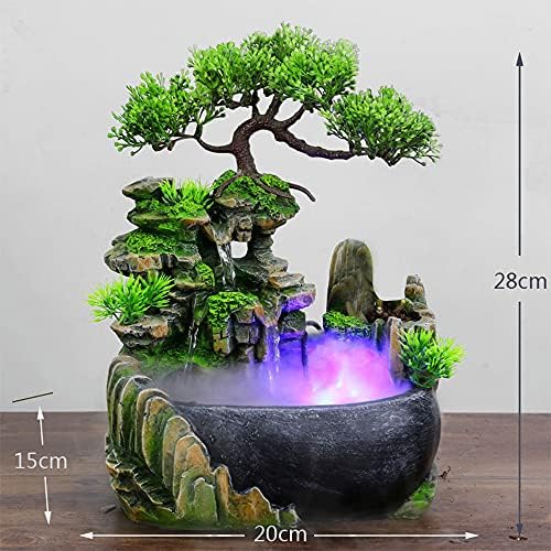 LuuChain Rockery Water Fountain with LED Light for Office and Living Room Decor