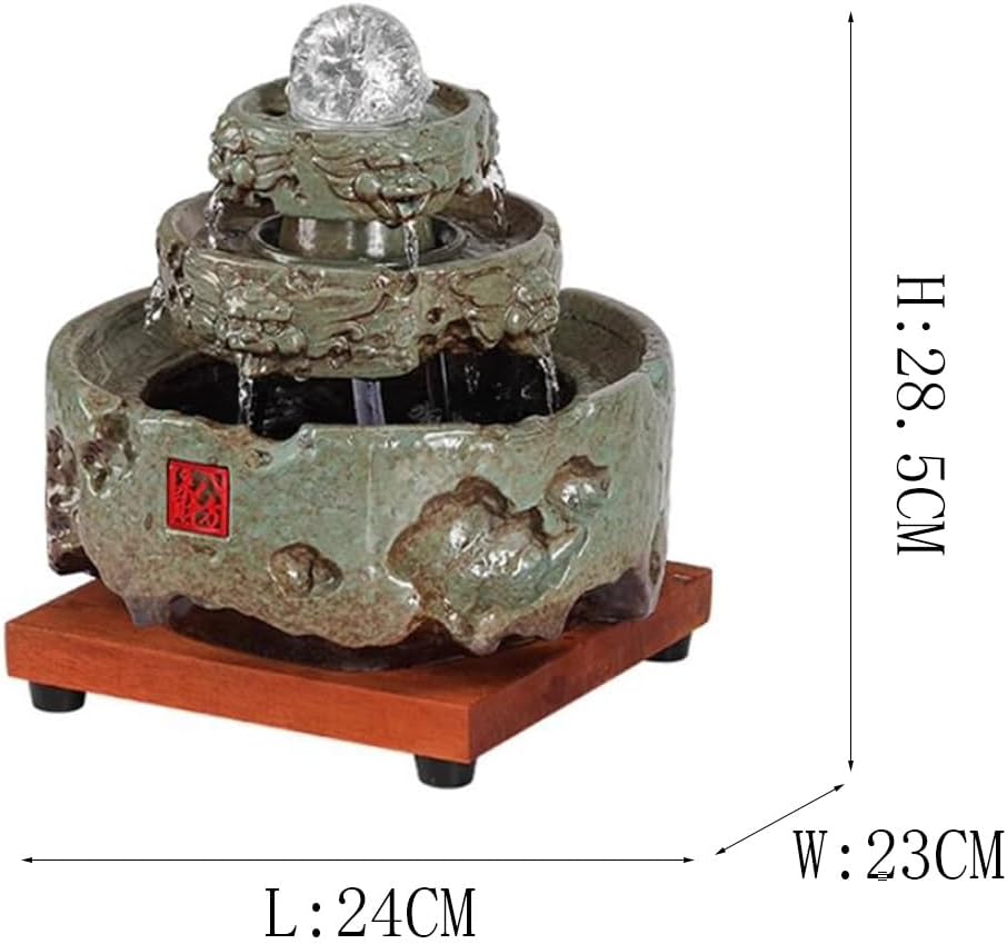 Elegant Green Ceramic Tabletop Water Fountain