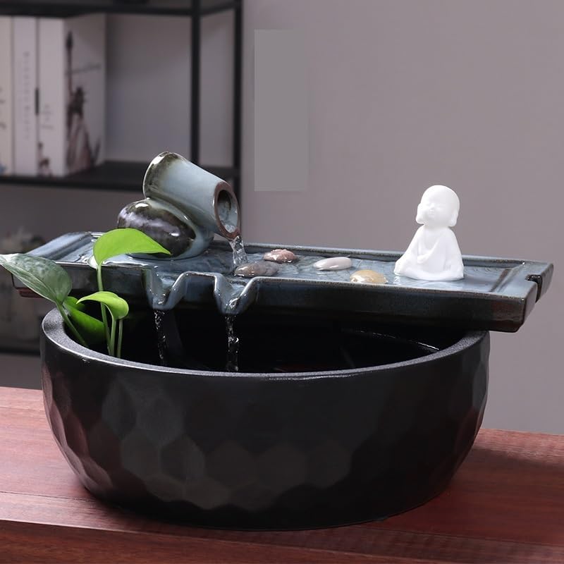 Ceramic Desktop Water Fountain for Home Zen Decor