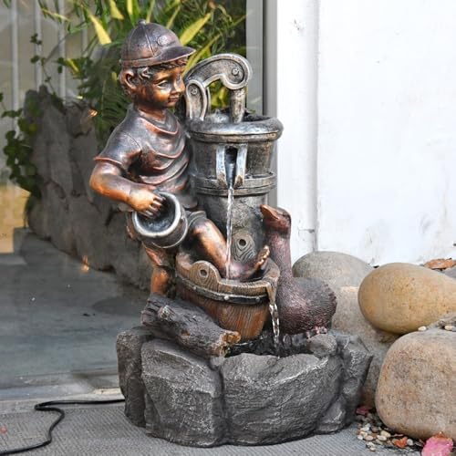 Elegant Copper Imitation Resin Tabletop Water Fountain