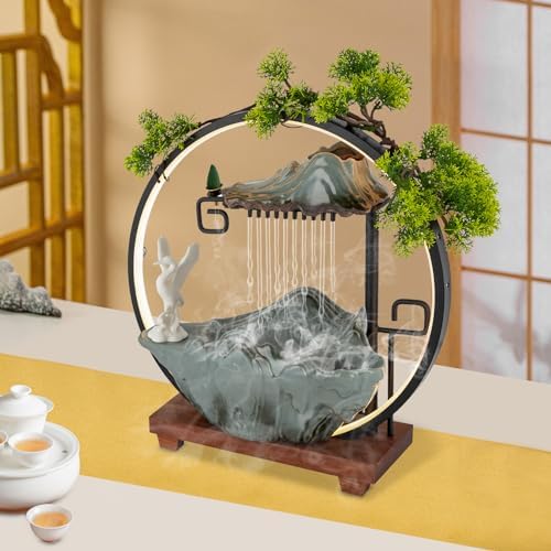 Indoor Waterfall Fountain with LED Lights and Pump