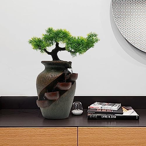 Tabletop Fountain 25W Mini Waterfall Indoor Decor 87 Inch Brown