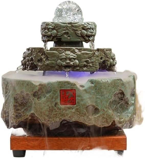 Elegant Green Ceramic Tabletop Water Fountain