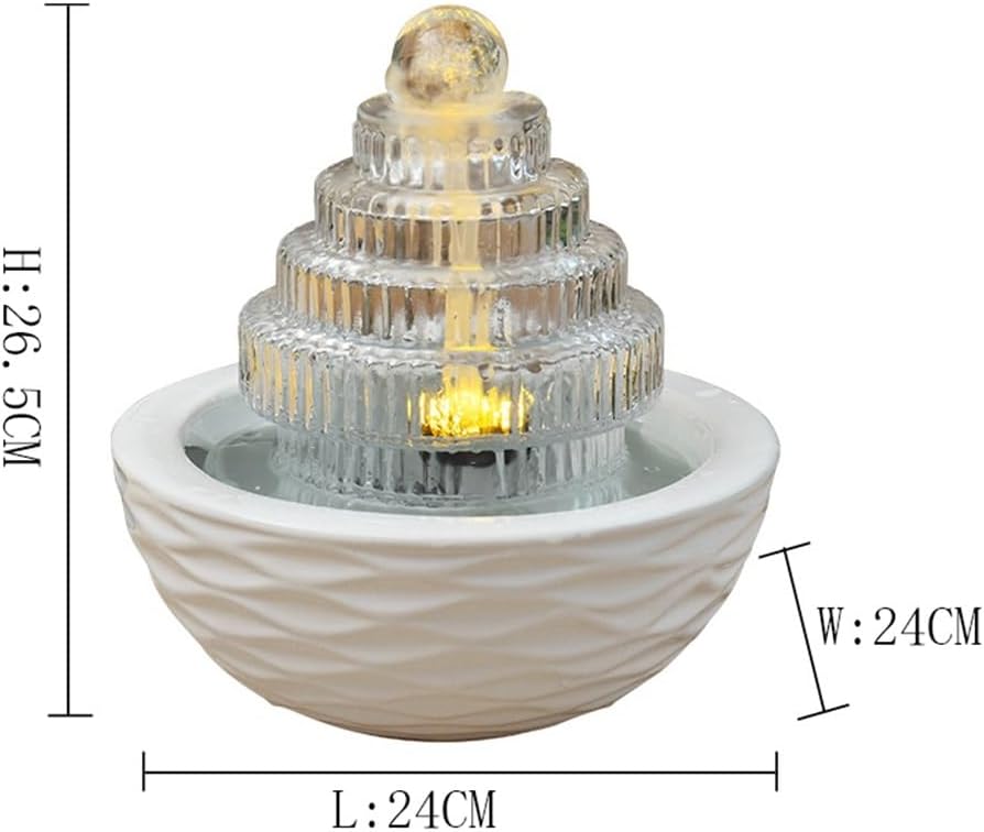 Elegant Desktop Water Fountain with Luminous Design