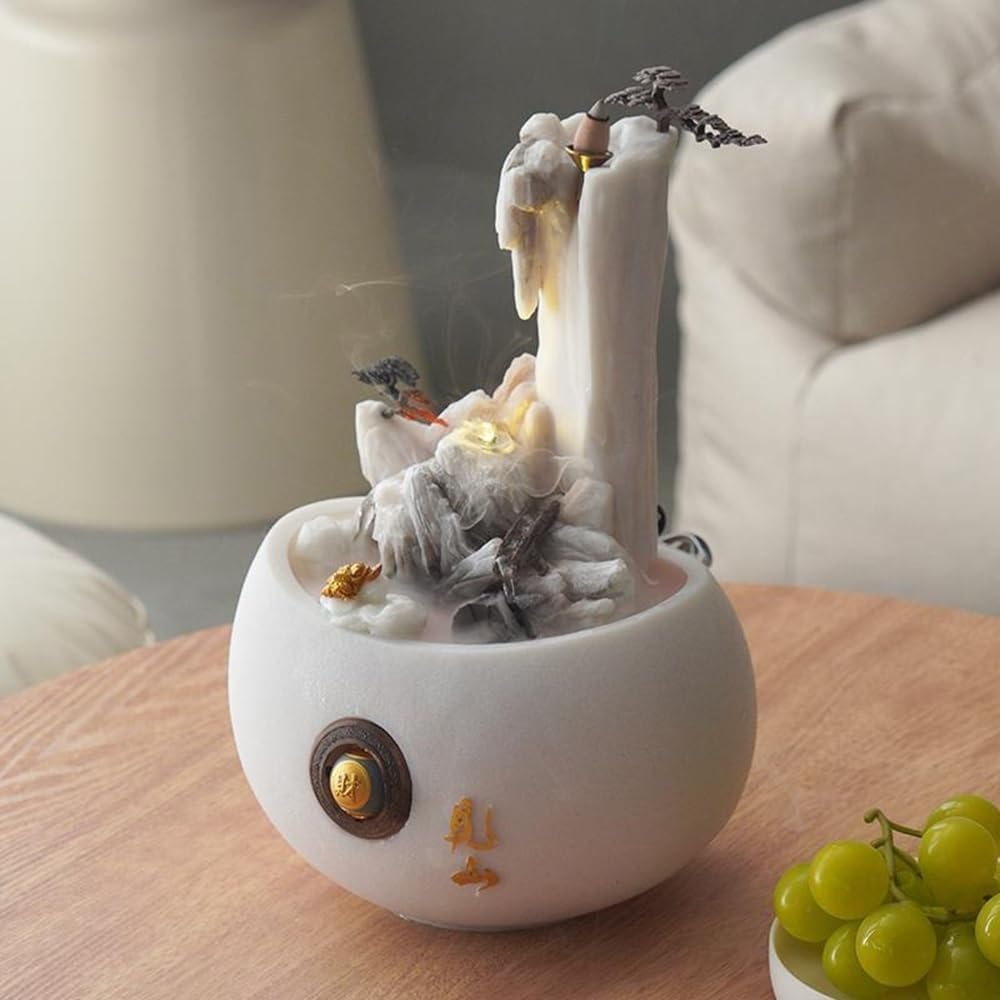 White Sandstone Tabletop Fountain for Relaxation and Meditation