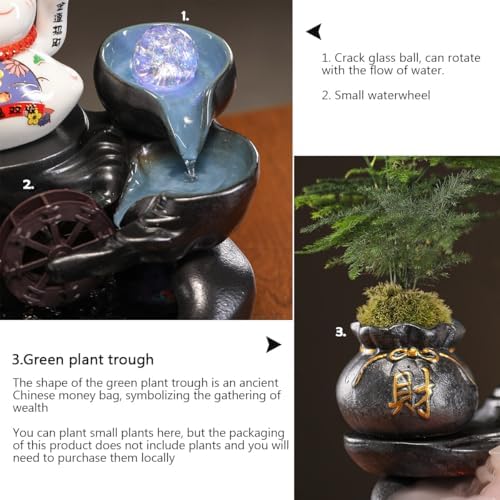 Desk Waterfall Fountain with Lucky Cat Figurine