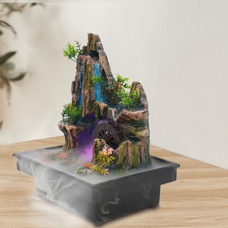 Indoor Rockery Fountain with Goldfish and Waterfall Decor