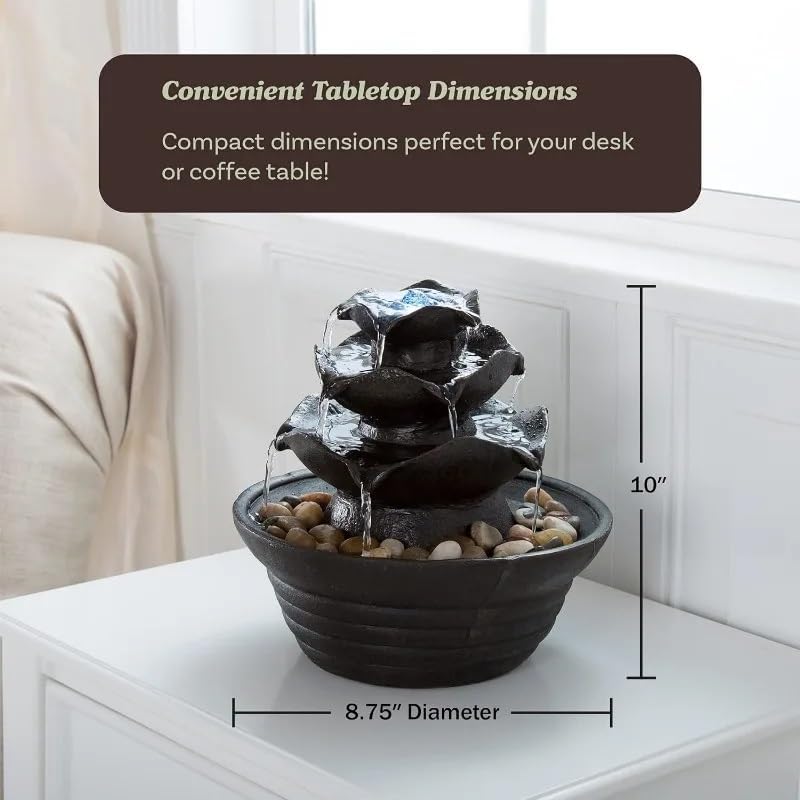 3-Tier Lighted Tabletop Indoor Fountain with LED and Soothing Sound