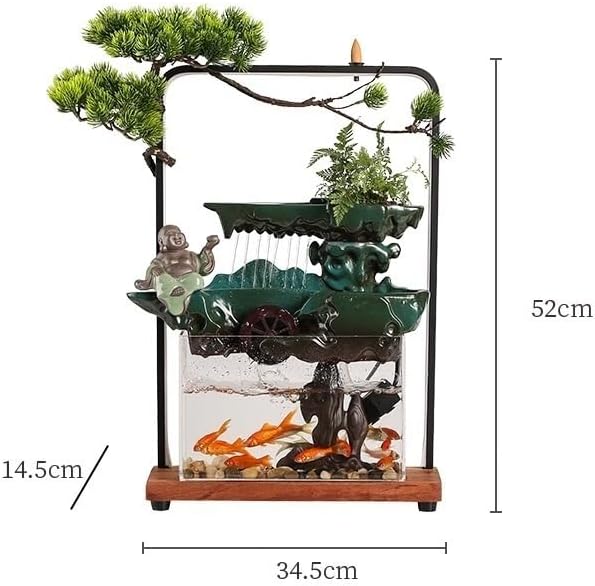 Stylish Tabletop Indoor Fountain with Bonsai Rockery Design