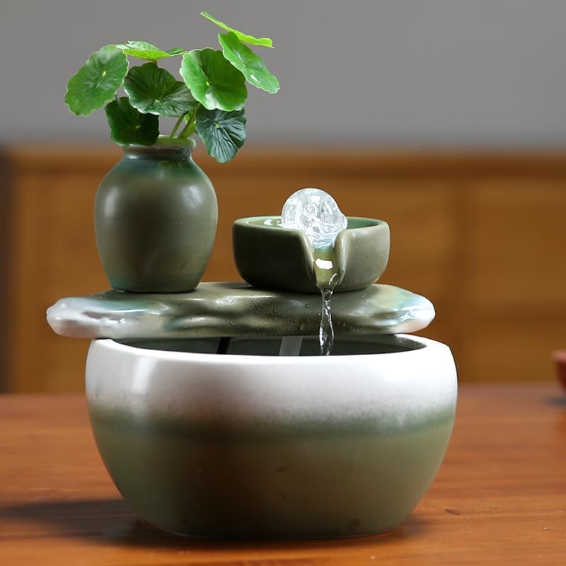 Ceramic Zen Water Fountain Desktop Decor